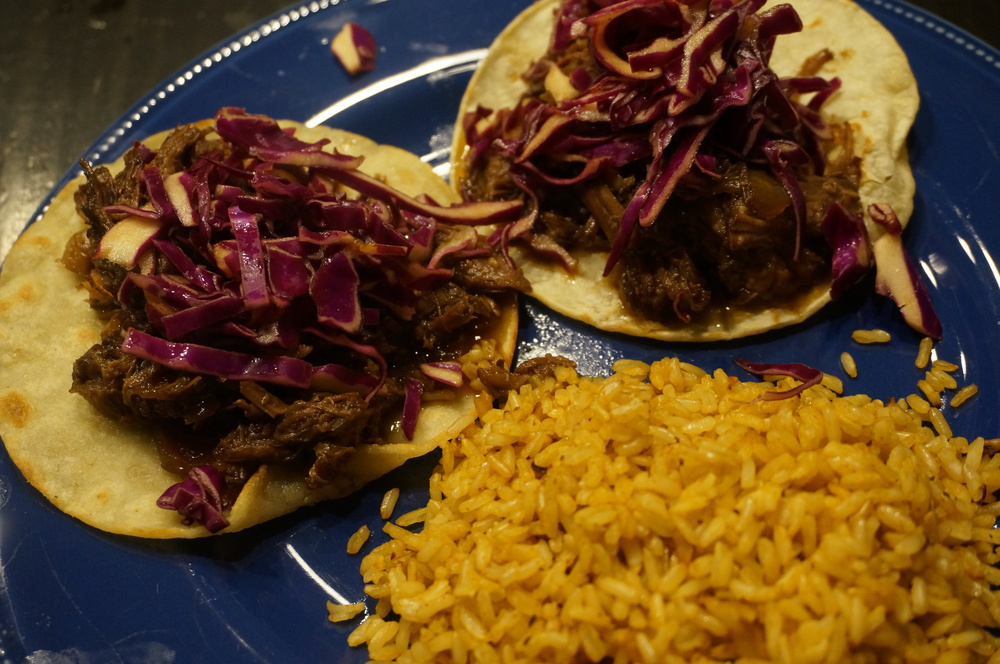 Korean beef tacos …so simple and yummy!! Recipe from the  365 Slow Cooker Suppers  by Stephanie O'Dea.&nbsp;